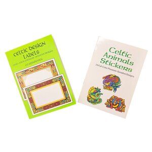 Vintage Celtic Design Labels Animal Sticker Book Lot of 2 Dover Publications New